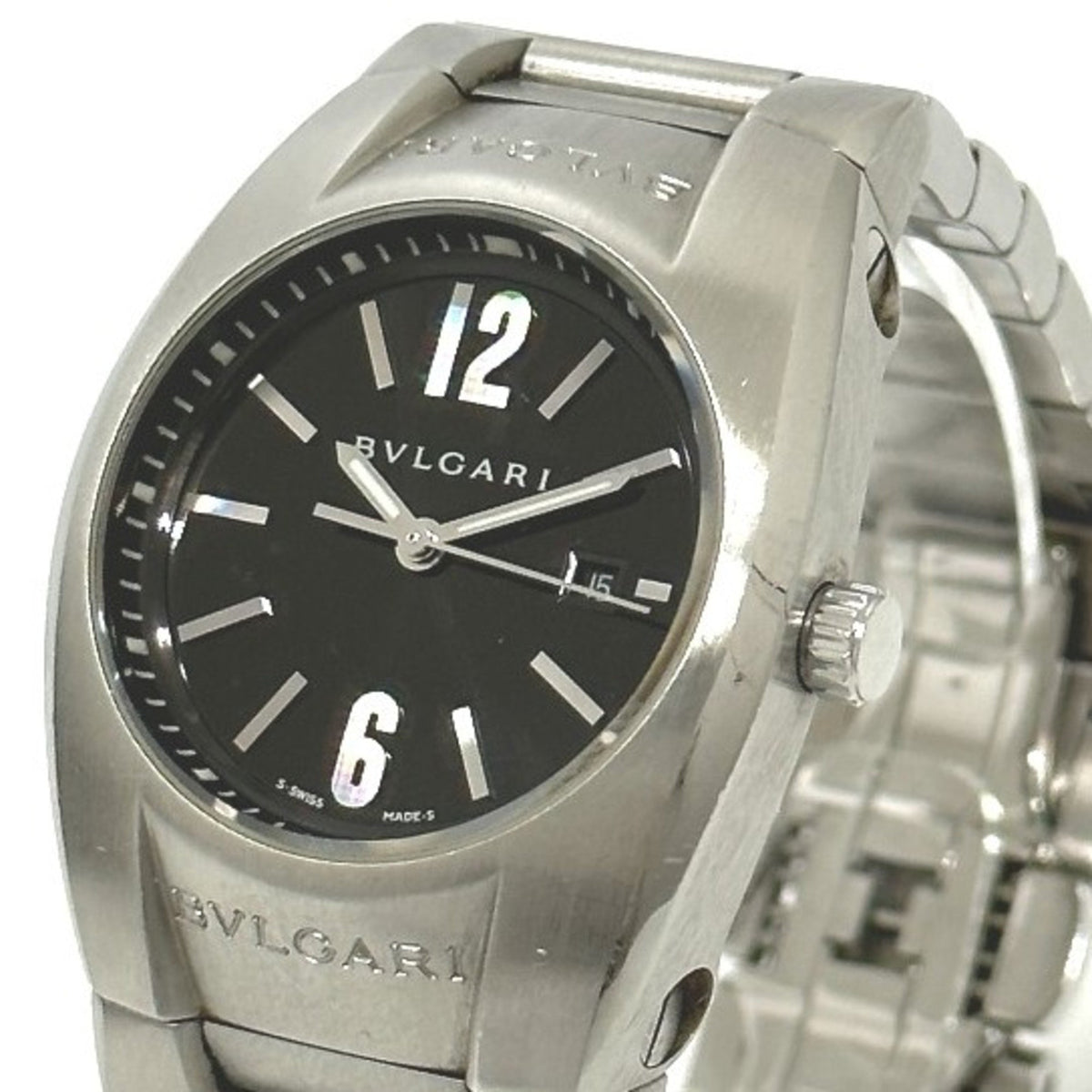 Gebrauchte Bvlgari EG30S Quarz-Armbanduhr mit Datumsanzeige, Silber 