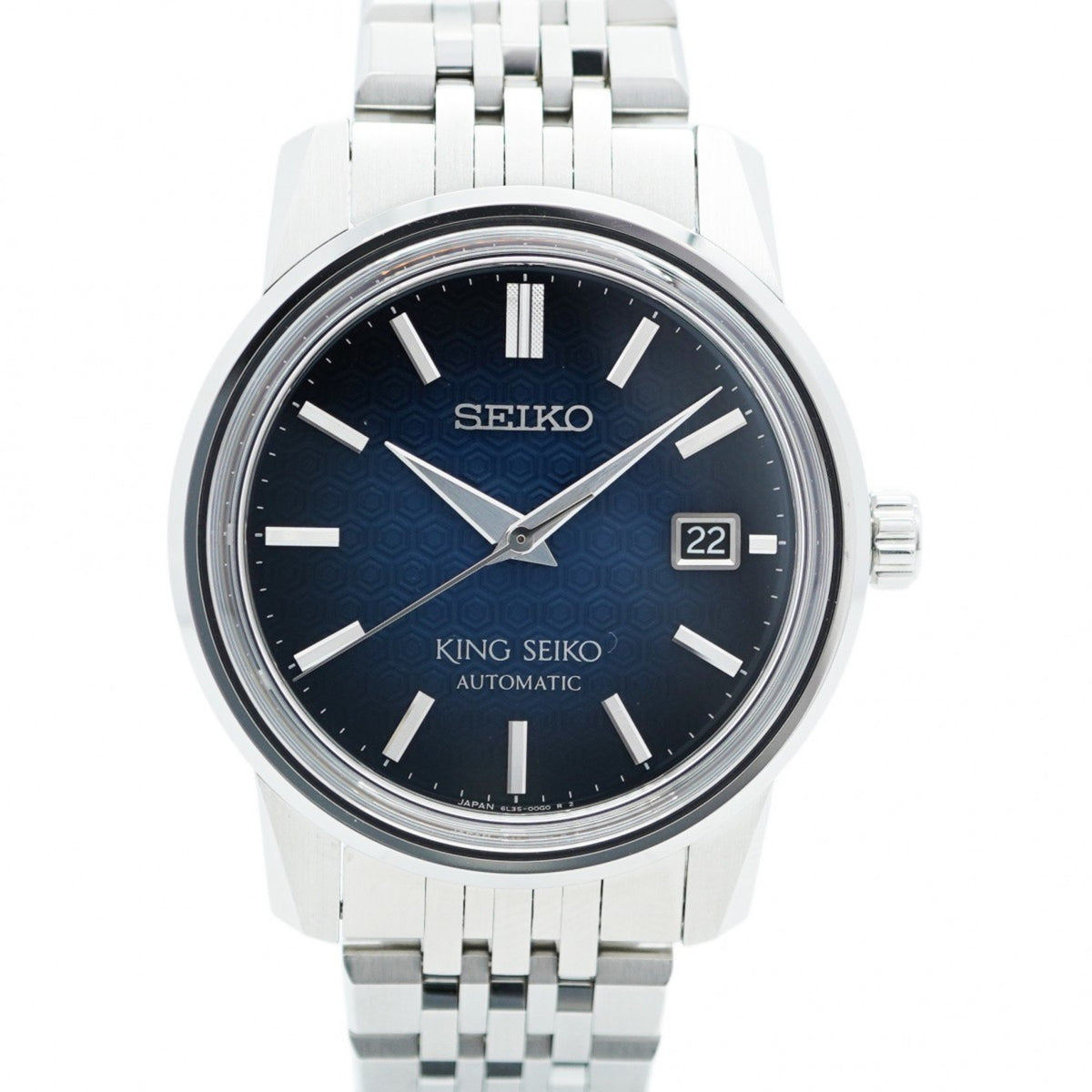 Gebrauchte Seiko King 6L35-00G0 Herrenuhr mit marineblauem Zifferblatt 