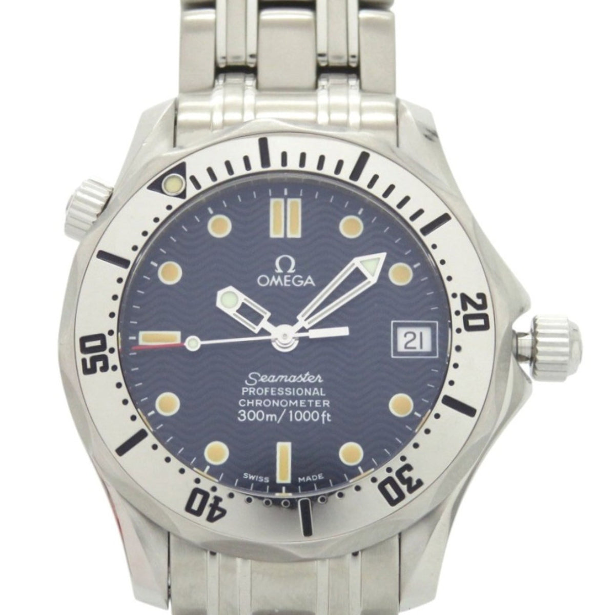 Pre-Owned Omega Seamaster Professional 300m Chronometer 2552.80 Stainless Steel Navy Automatic Watch 1923