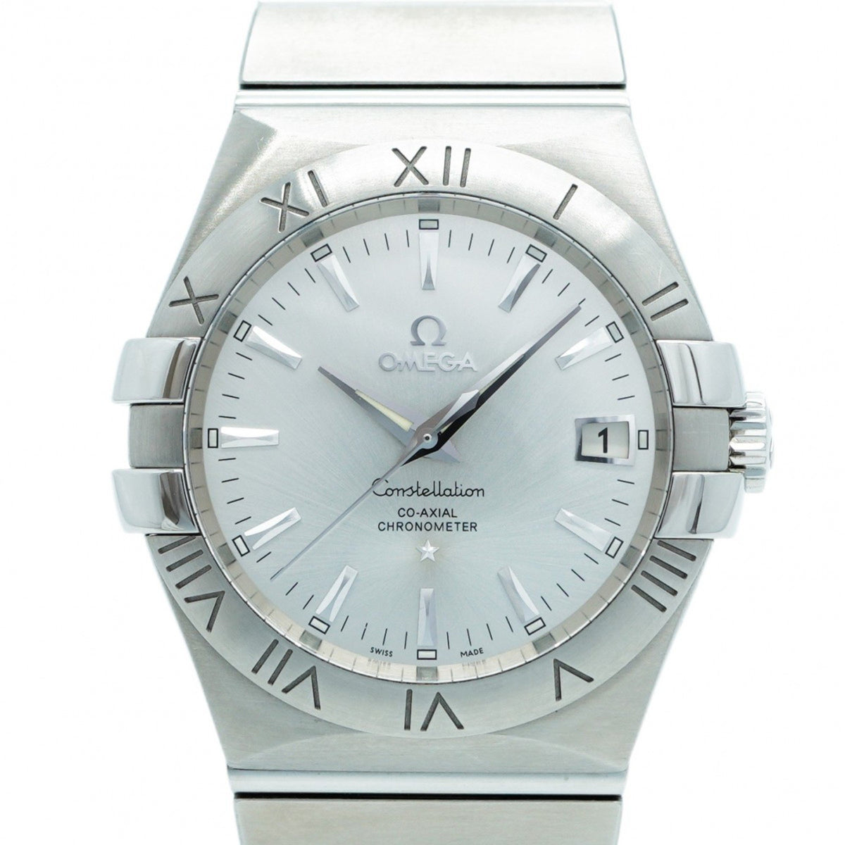 Gebrauchte Omega Constellation 123.10.35.20.02.001 Herrenuhr mit silbernem Zifferblatt 
