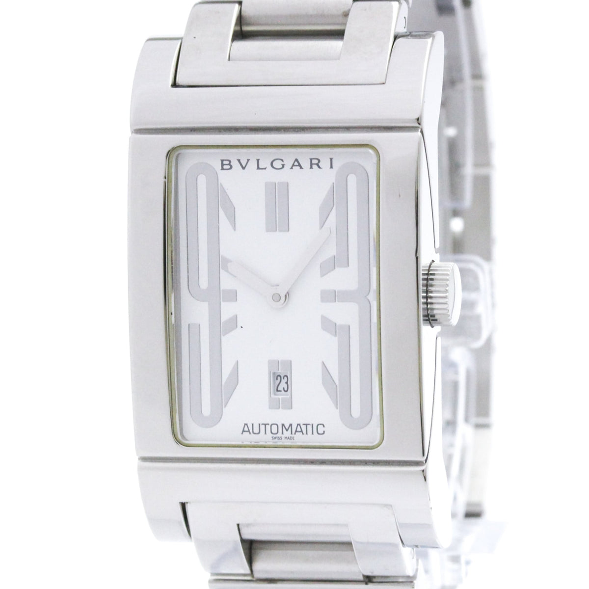Pre-Owned BVLGARI Rettangolo Stainless Steel Automatic Mens Watch RT45S Polished