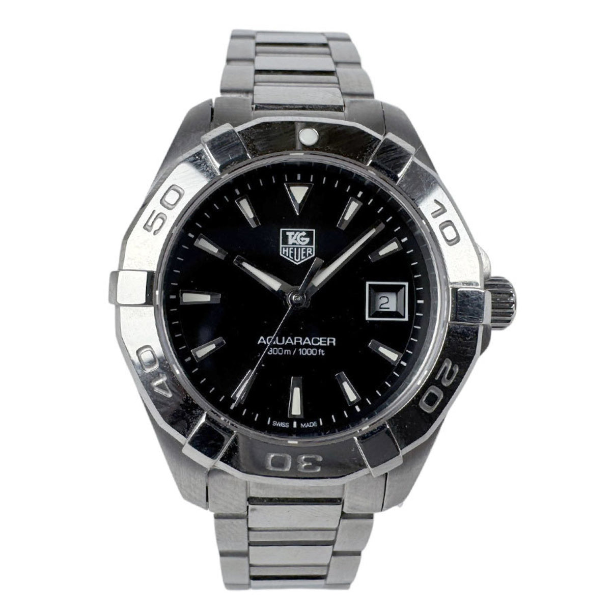 Gebrauchte TAG HEUER Aquaracer Uhr Edelstahl Silber x Schwarz Herren Damen Quarz u0028 