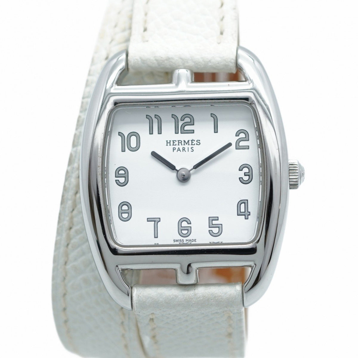 Gebrauchte Hermes Capecot CT1.210 Damenuhr mit weißem Zifferblatt 