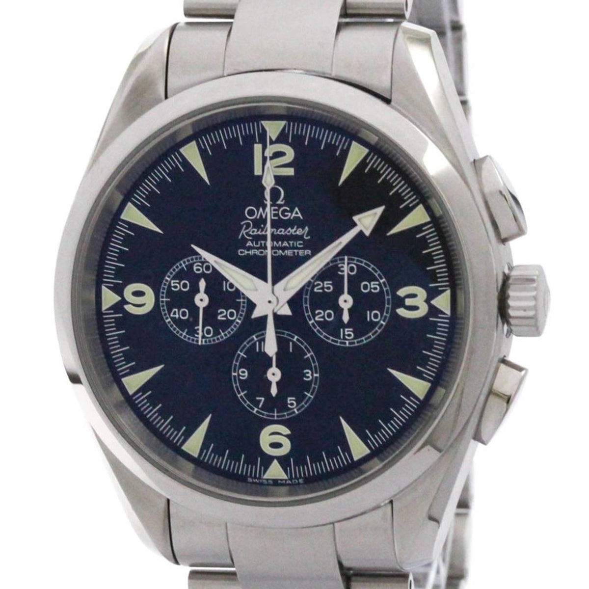 Pre-Owned OMEGA Seamaster Railmaster Chronograph Steel Watch 2512.52 Polished