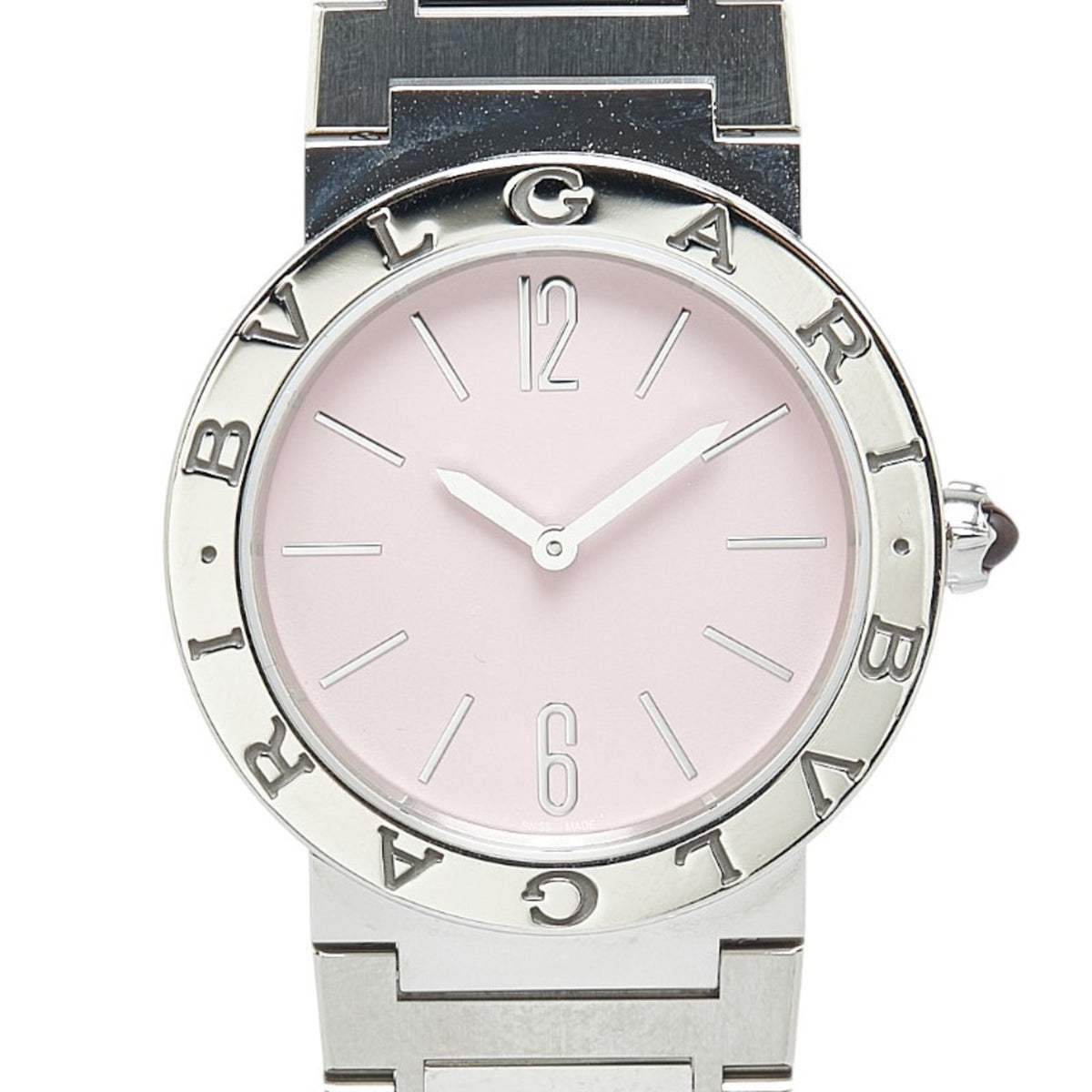 Gebrauchte BVLGARI Uhr BB33S Quarz Rosa Zifferblatt Edelstahl Damen 