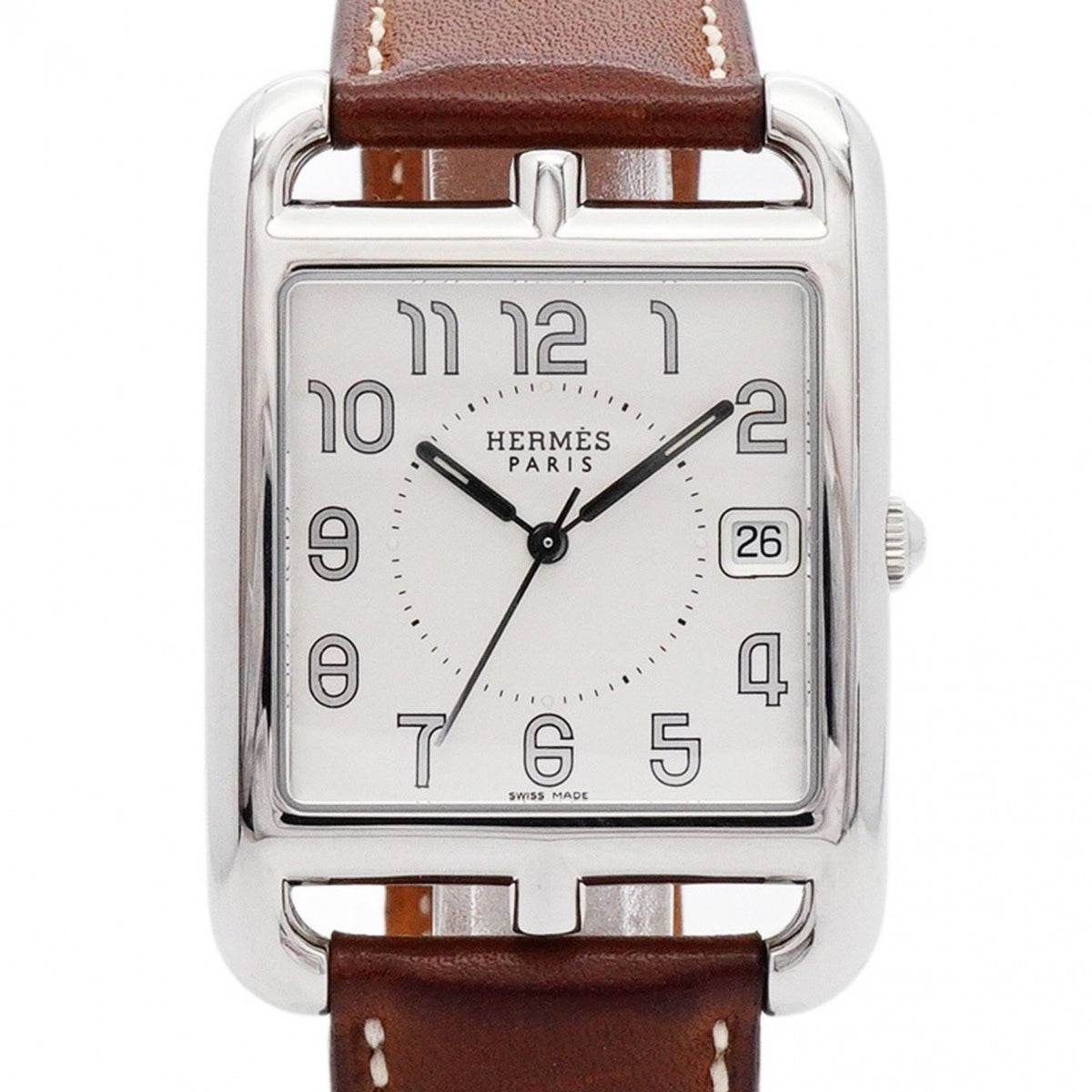 Gebrauchte Hermès Cape Cod CC1.810 Herrenuhr mit silbernem Zifferblatt 