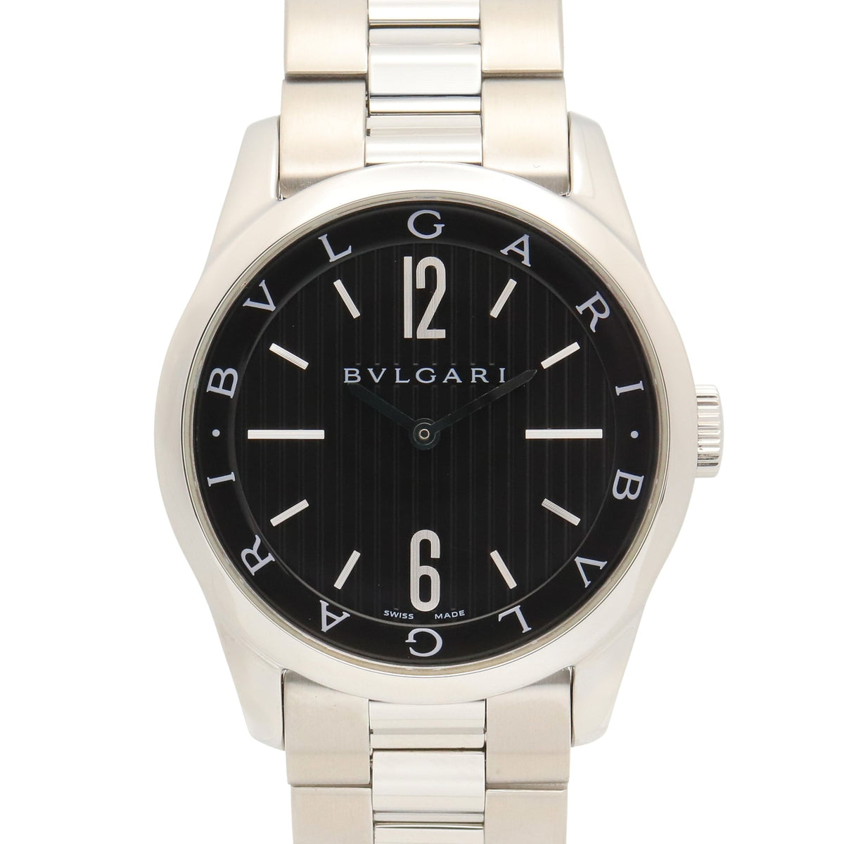 Pre-Owned Bulgari BVLGARI Solo Tempo Watch, Stainless Steel, Men's, Black, ST37S