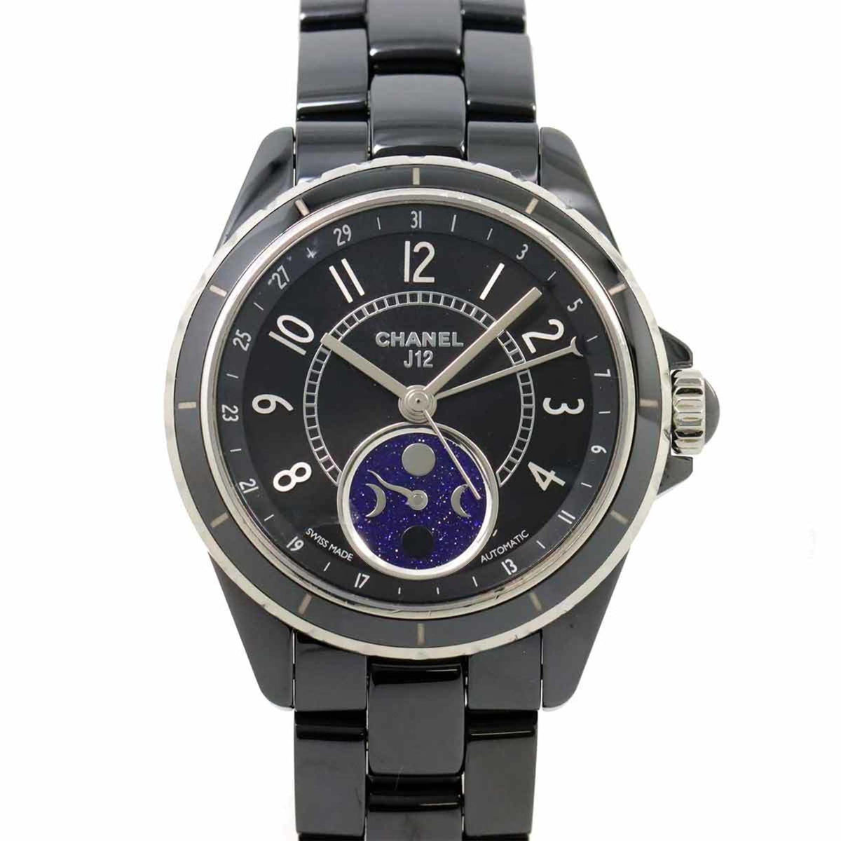 Gebrauchte Chanel CHANEL J12 Phase de Lune Herrenuhr H3406 Schwarze Keramik Datum Mond Automatikaufzug De 