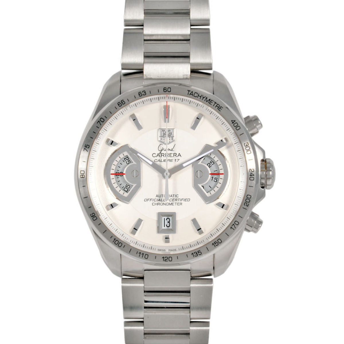 Gebrauchte TAG Heuer CAV511B.BA0902 Grand Carrera Calibre 17 RS Automatikuhr, weißes Zifferblatt, Herren 