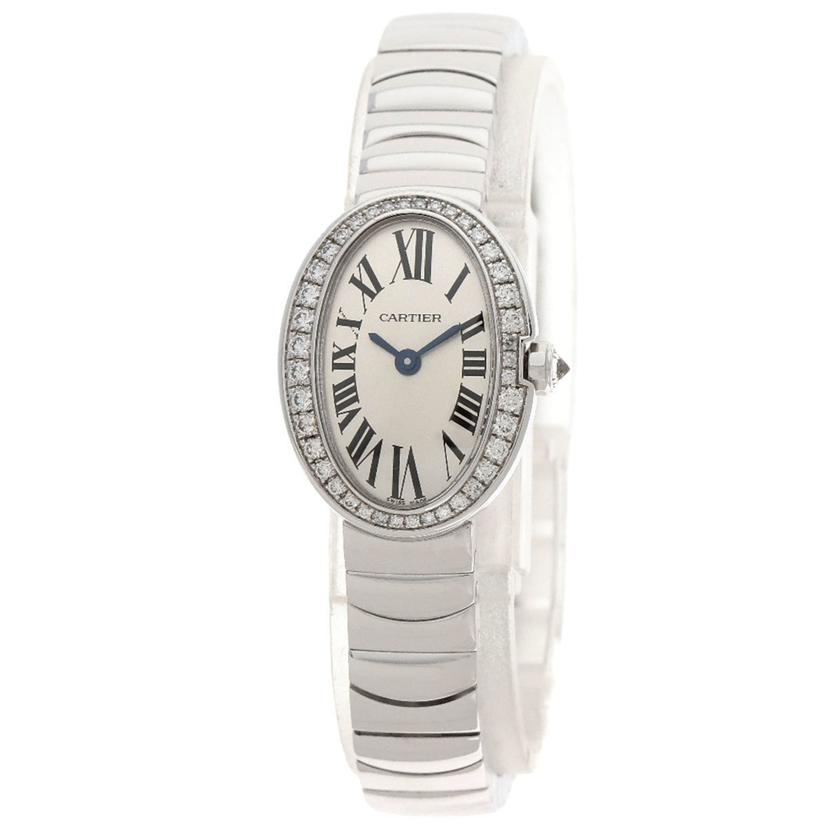 Gebrauchte Cartier WB520025 Baignoire Uhr, K18 Weißgold, K18WG, Diamant, Damen, CARTIER 