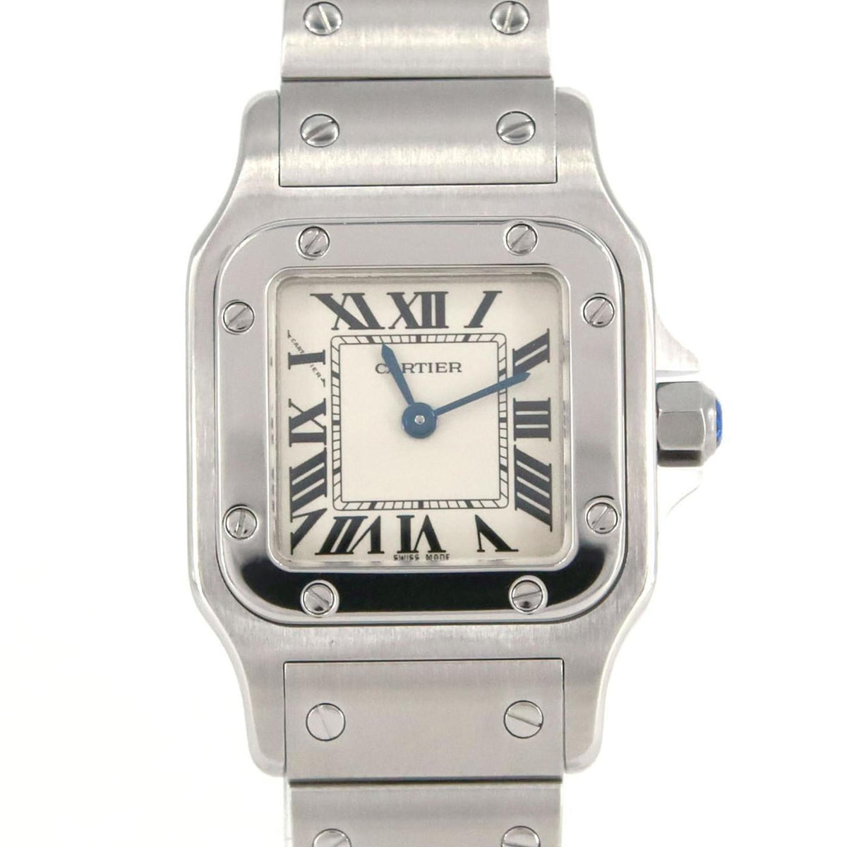 Gebrauchte Cartier Santos Galbe SM W20056D6 SS Armbanduhr Quarz 