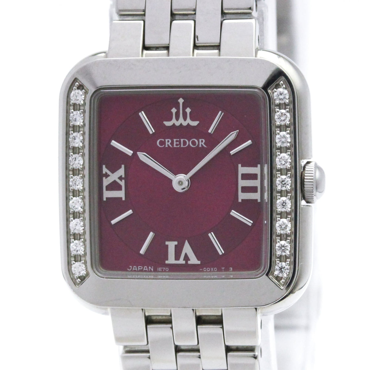 Pre-Owned SEIKO Credor Signo Diamond Stainless Steel Quartz Ladies Watch GSTE873(1E70-0CR0) Polished