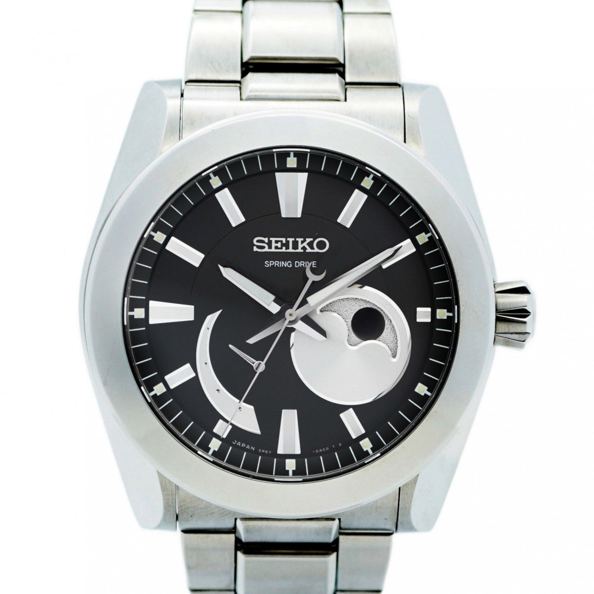 Gebrauchte Seiko Brightz 5R67-0AC0 Herrenuhr mit schwarzem Zifferblatt 