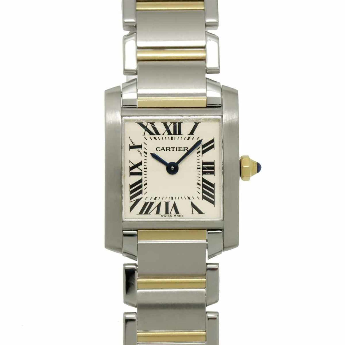 Pre-Owned Cartier Tank Fran?aise SM Two-tone Watch W51007Q4 Women's Ivory 18K Yellow Gold Quartz