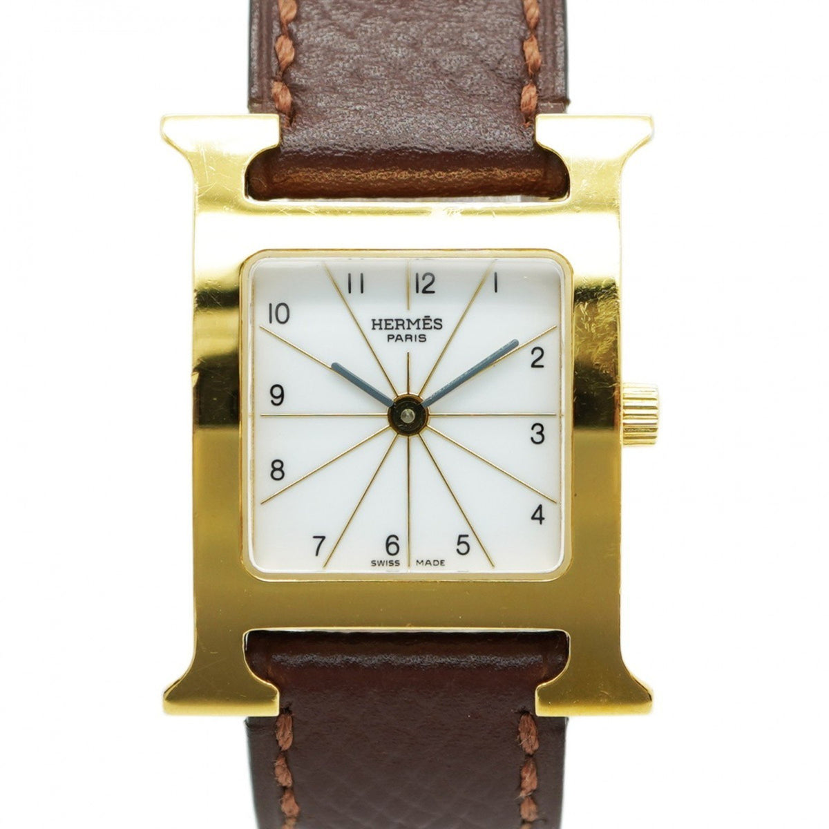 Gebrauchte Herm?s H Uhr HH1.201 Weißes Zifferblatt Damen 