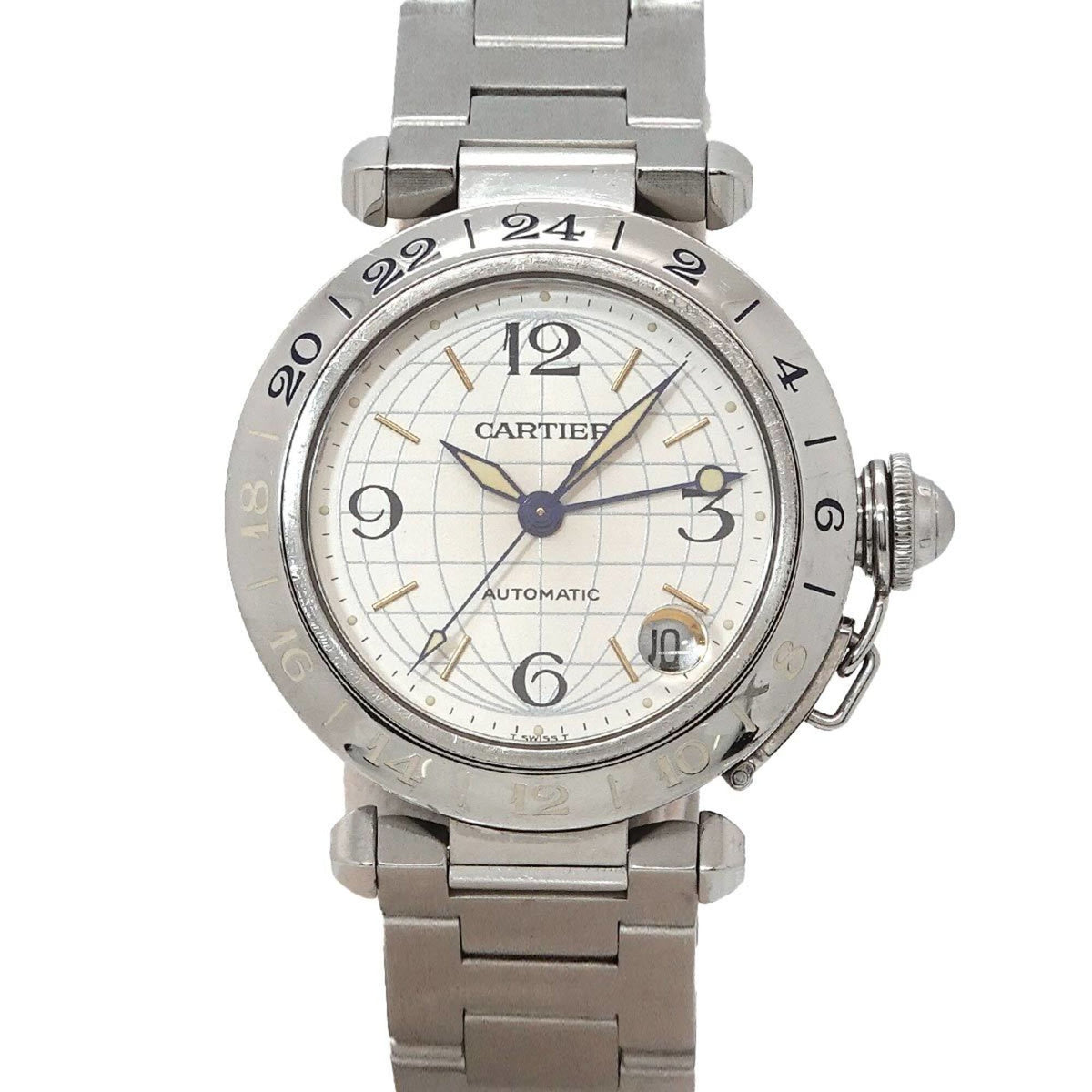 Pre-Owned Cartier Pasha C Meridian GMT W31029M7 Boys' Watch, Date, Silver, Automatic Movement