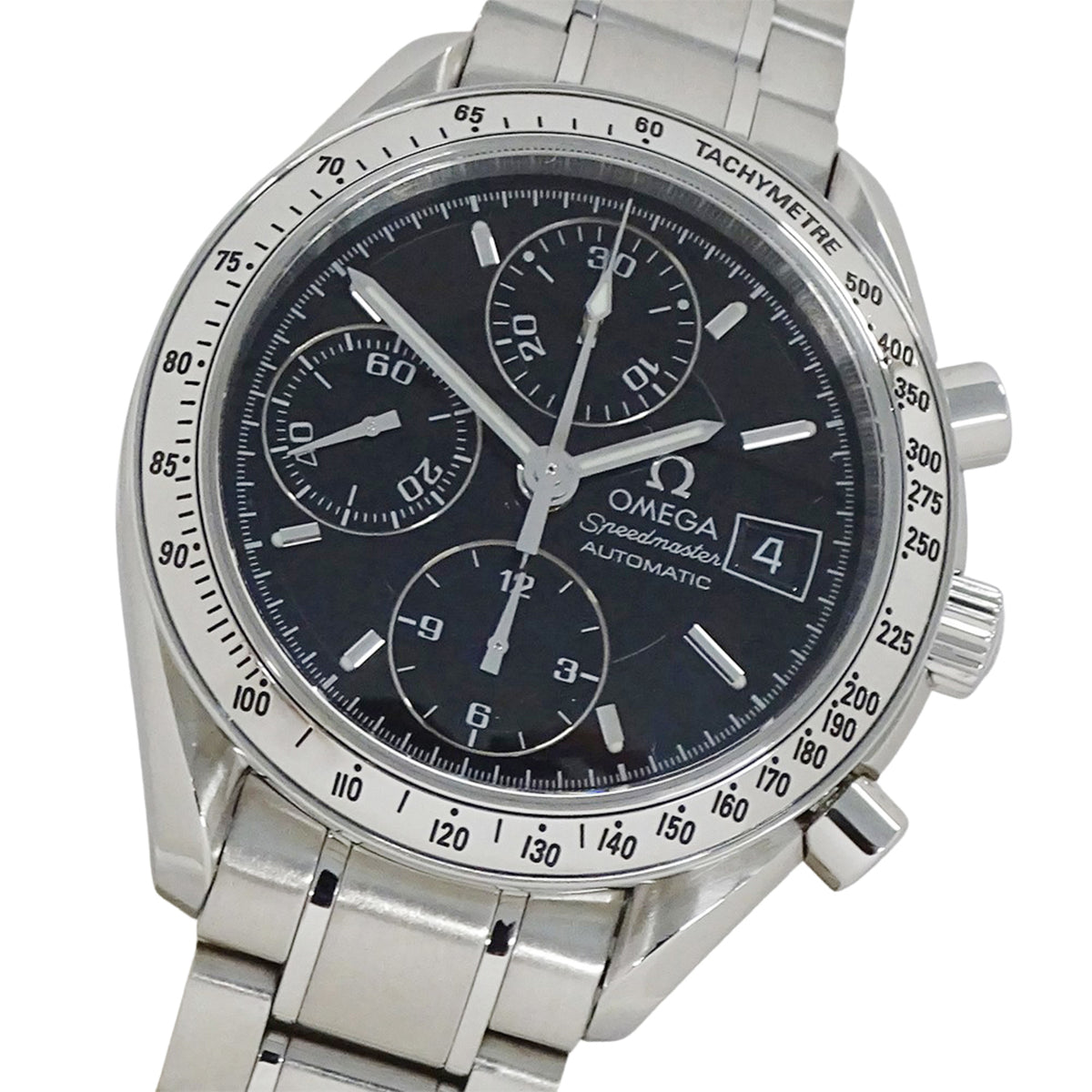 Pre-Owned Omega Speedmaster 3513.50 Men's Watch, Brand Name, Date, Chronograph, Automatic, Stainless Steel (SS), Silver, Black