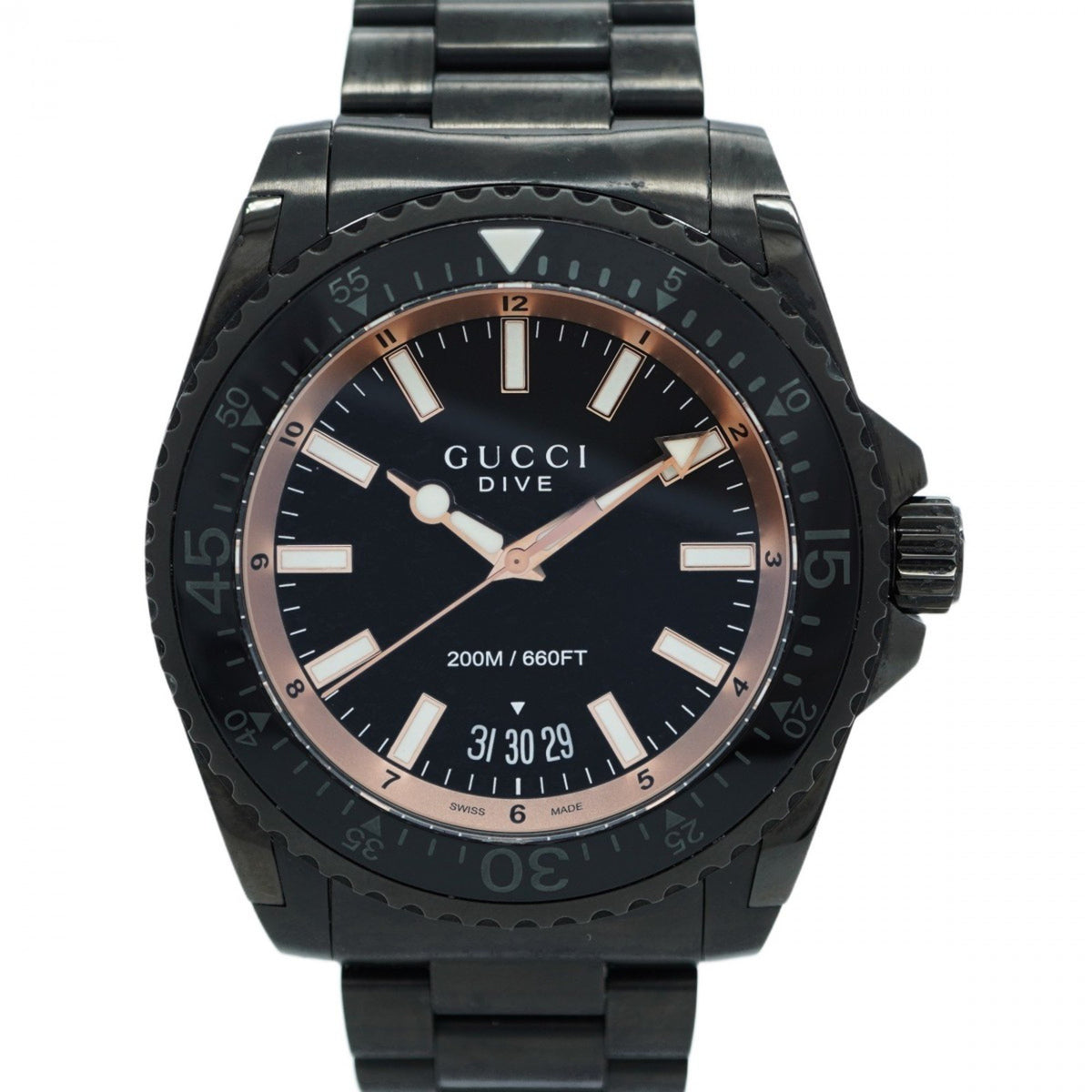 Gebrauchte Gucci Dive 136.2 Herrenuhr mit schwarzem Zifferblatt 