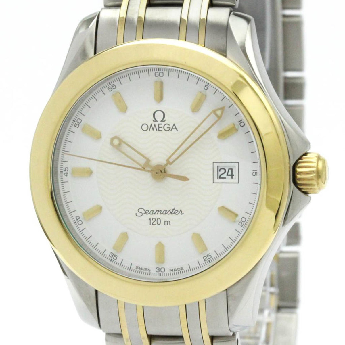 Gebrauchte polierte OMEGA Seamaster 120M 18K Gold Stahl Quarz Herrenuhr 2311.21 