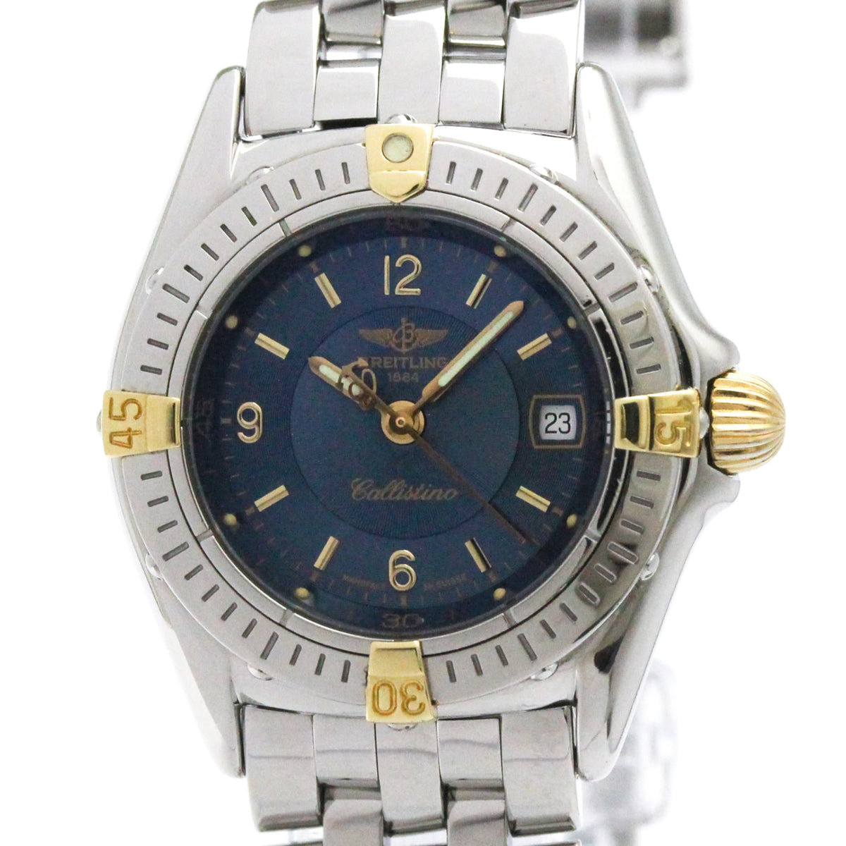 Pre-Owned BREITLING Callistino 18K Gold Steel Ladies Watch B52045 Polished