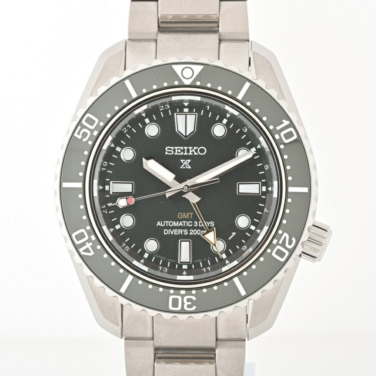 Gebrauchte SEIKO PROSPEX Diver Scuba GMT Uhr SBEJ009 6R5400D0 Grün Automatische Wicklung E-154720 