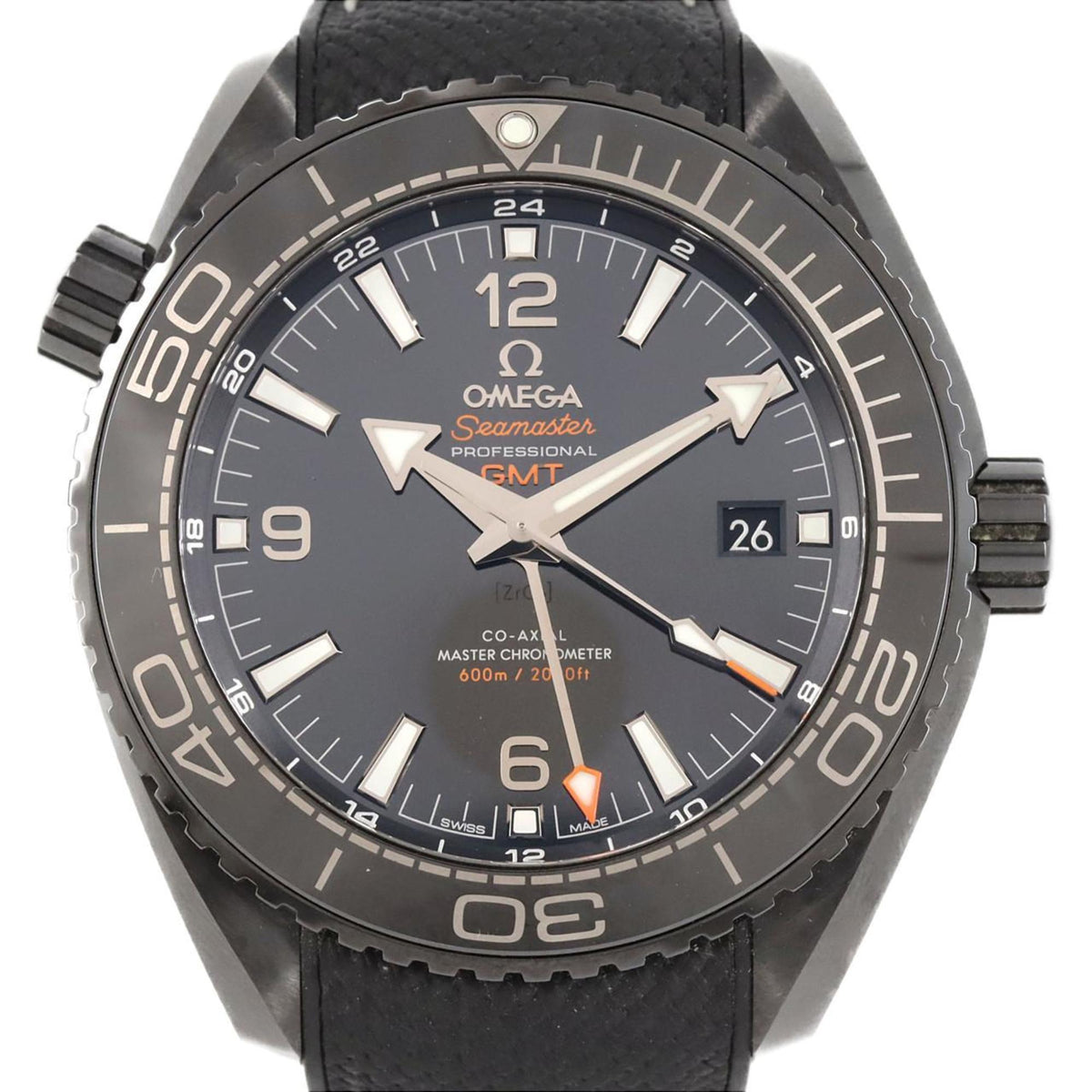 Gebrauchte Omega Seamaster Planet Ocean Deep Black GMT 215.92.46.22.01.001 Keramik Armbanduhr Automatik 