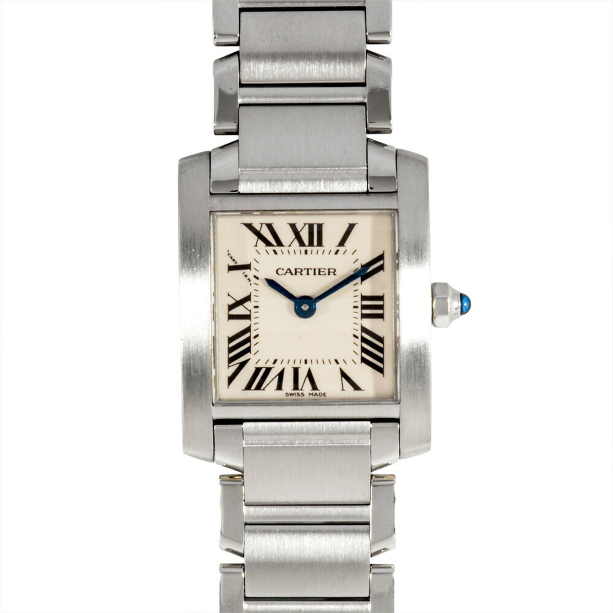 Pre-Owned Cartier Tank Fran?aise SM Watch W51008Q3 2384, Quartz Movement, Ivory Dial, Stainless Steel, Women's