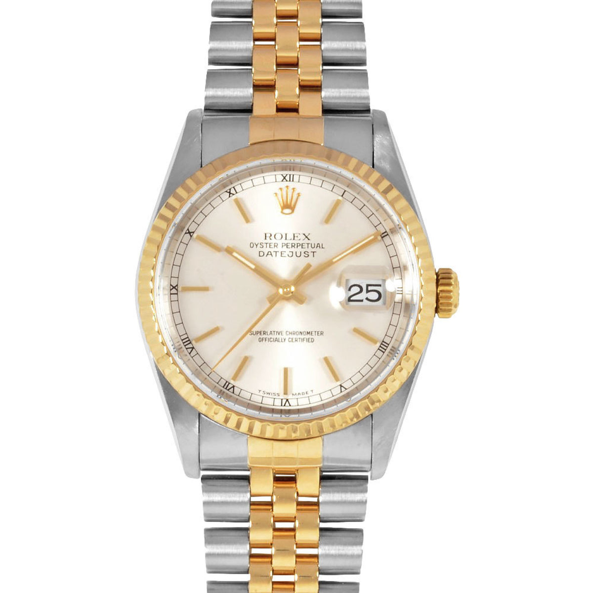 Gebrauchte Rolex ROLEX 16233 Datejust U-Nummer Uhr, Automatik, silbernes Zifferblatt, SS x YG, Herren 