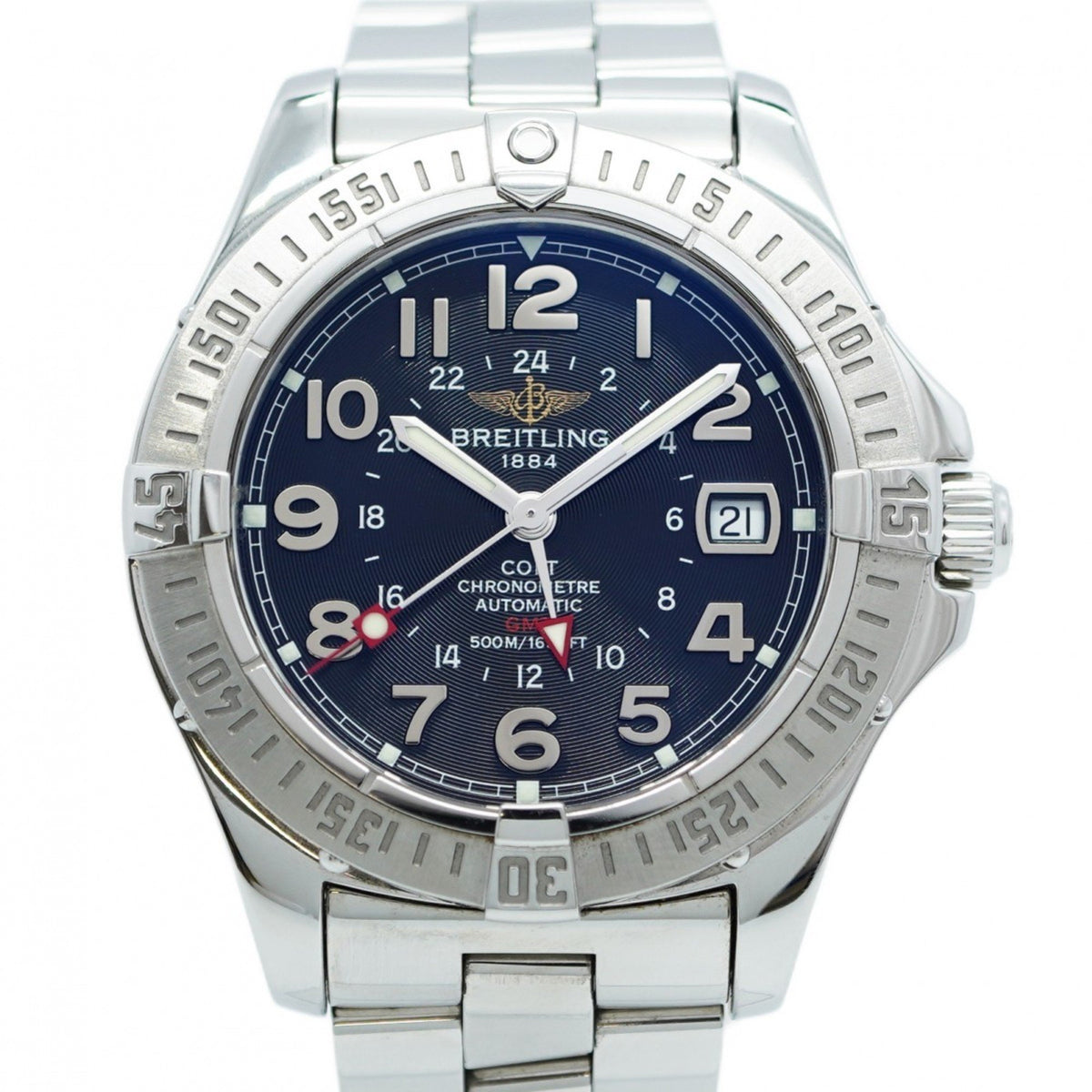 Gebrauchte Breitling Colt A32350 Herrenuhr mit marineblauem Zifferblatt 