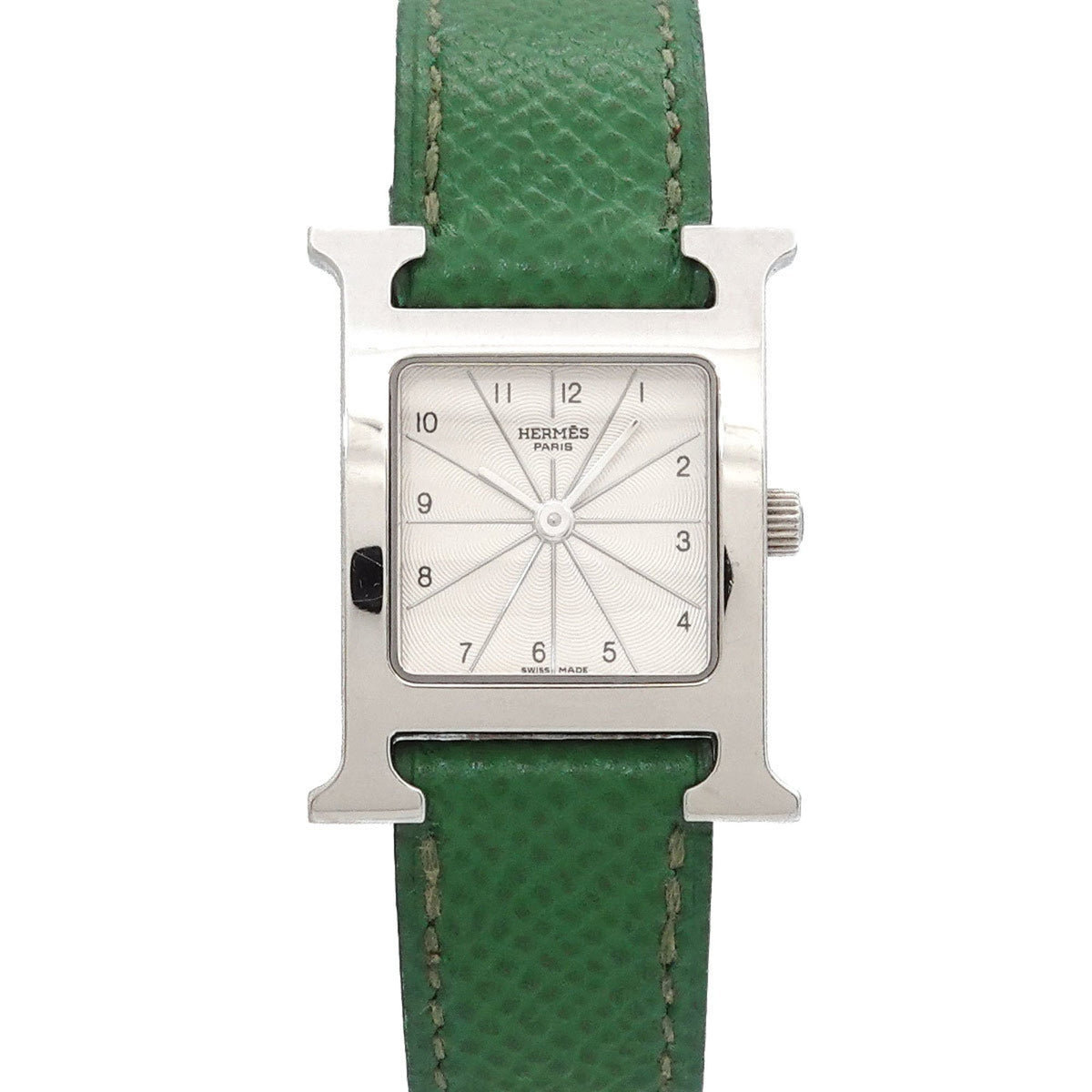 Pre-Owned Herm?s H Watch HH1 210 Women's Silver Green Quartz
