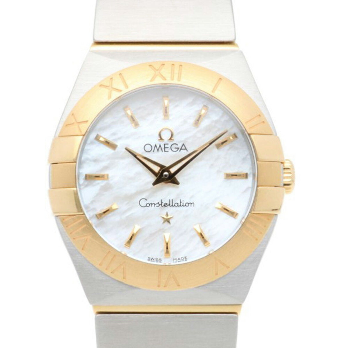 Gebrauchte OMEGA Constellation Uhr Edelstahl Quarz Damen Weißes Gehäuse 