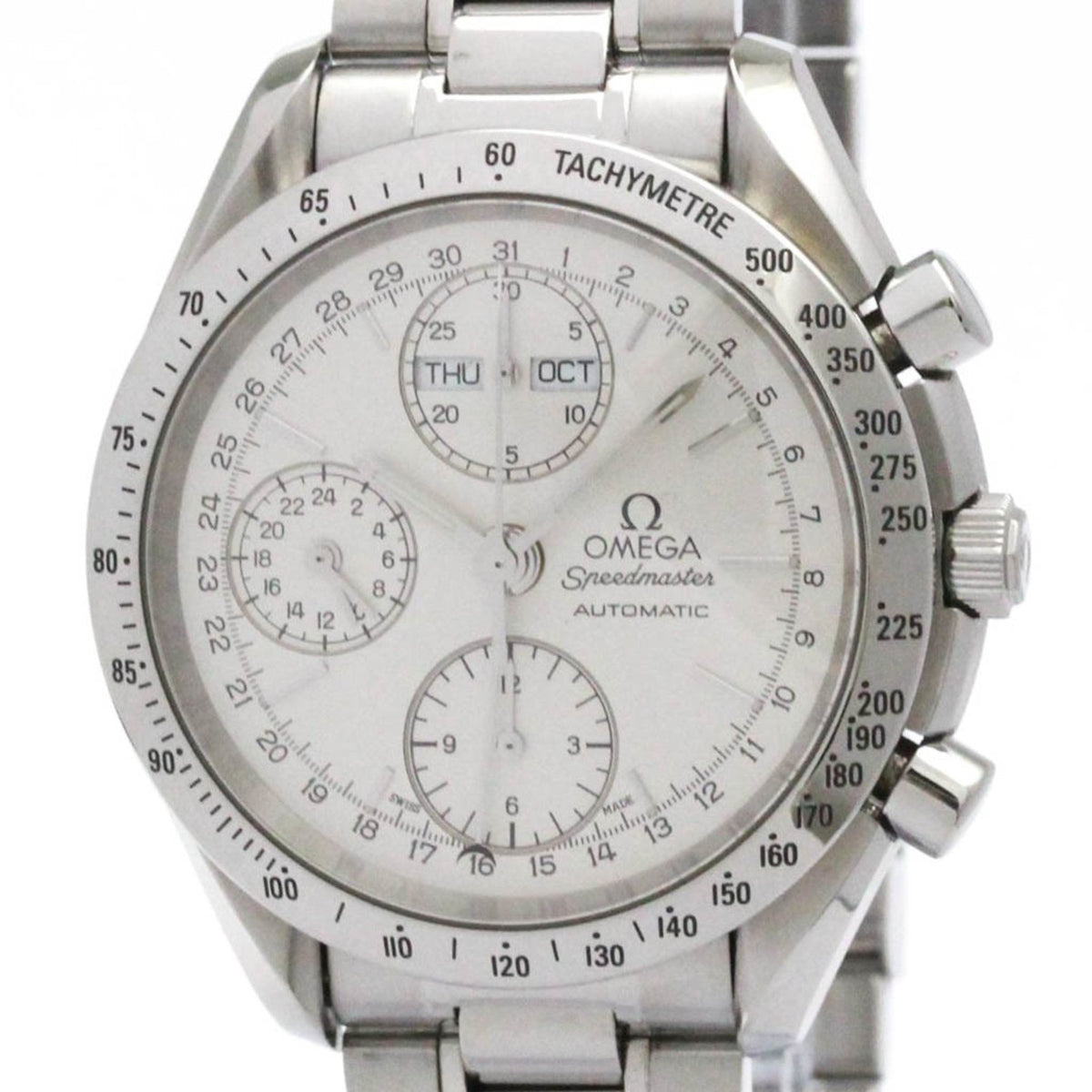 Pre-Owned OMEGA Speedmaster Triple Date Steel Automatic Watch 3521.30 Polished