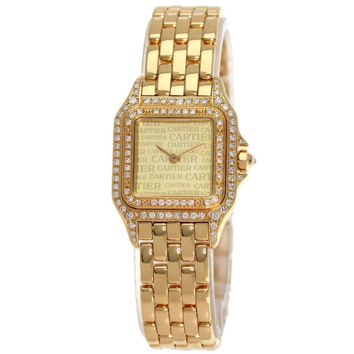 Gebrauchte Cartier Panthere SM Diamantuhr K18 Gelbgold K18YG Damen 