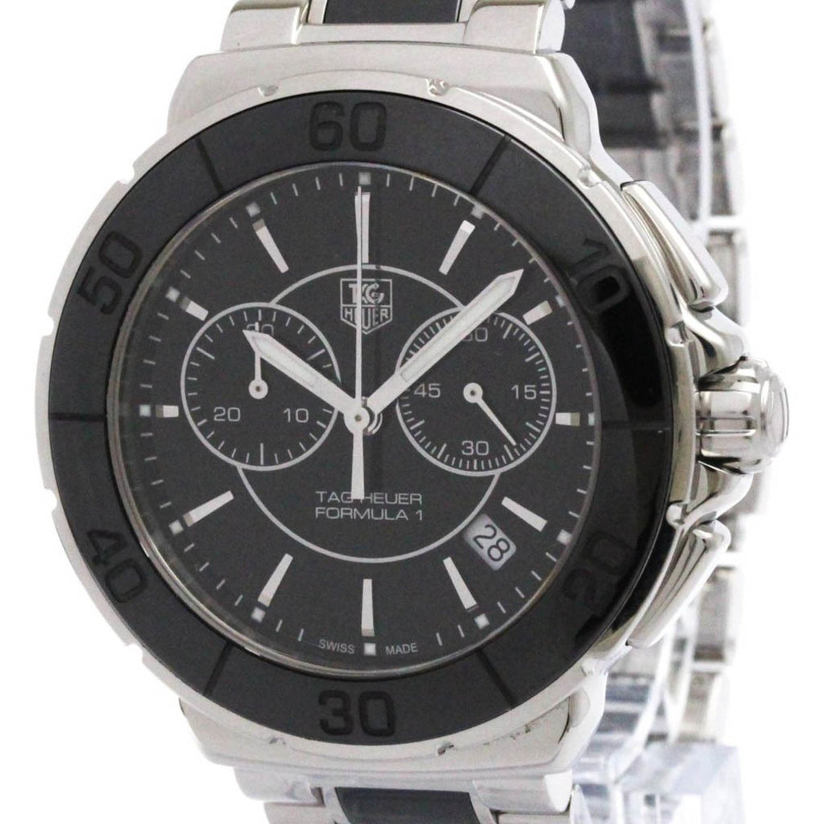 Pre-Owned TAG HEUER Formula 1 Ceramic Steel Quartz Mens Watch CAH1210 Polished