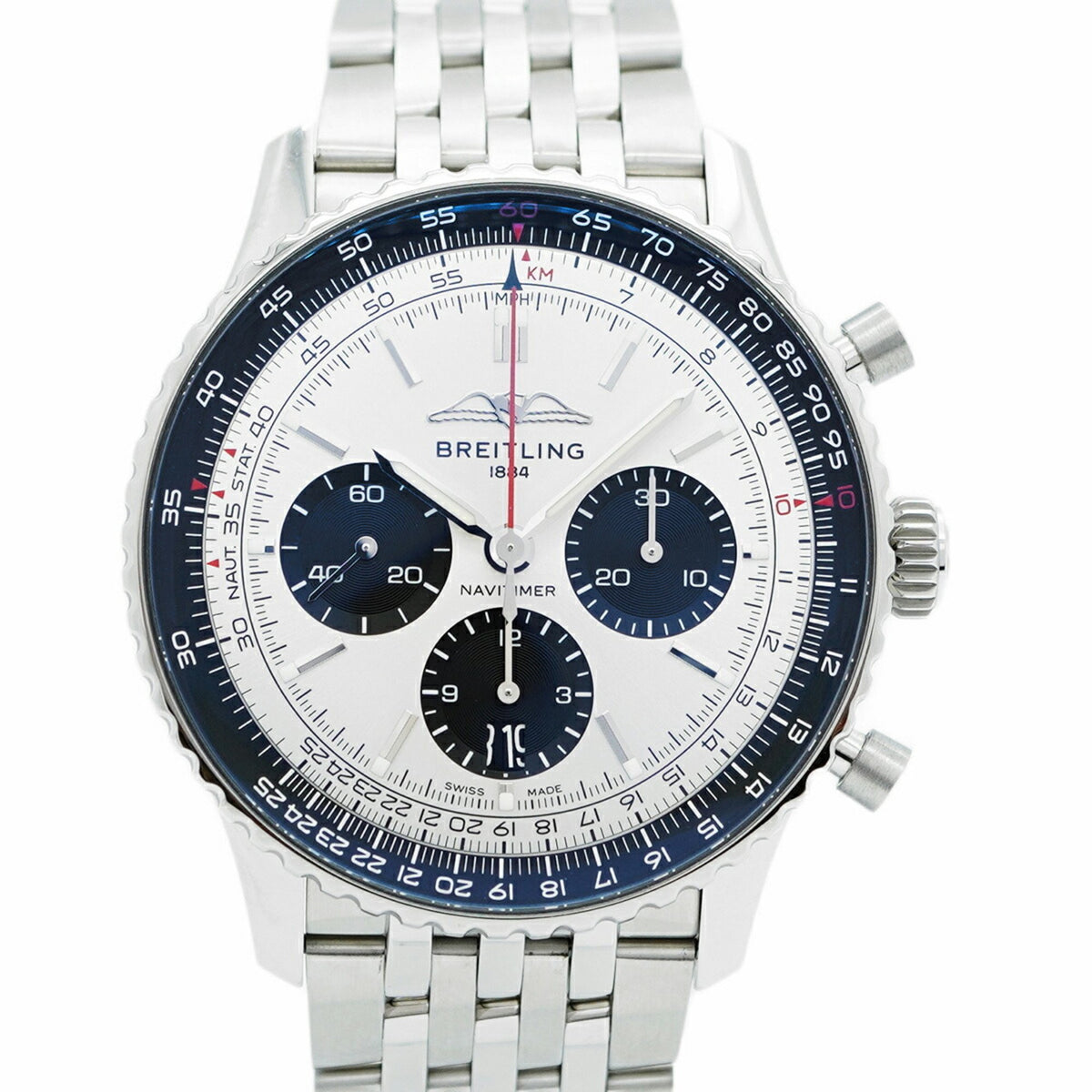 Pre-Owned Breitling Navitimer AB0138241G1A1 Silver Dial Men's Watch