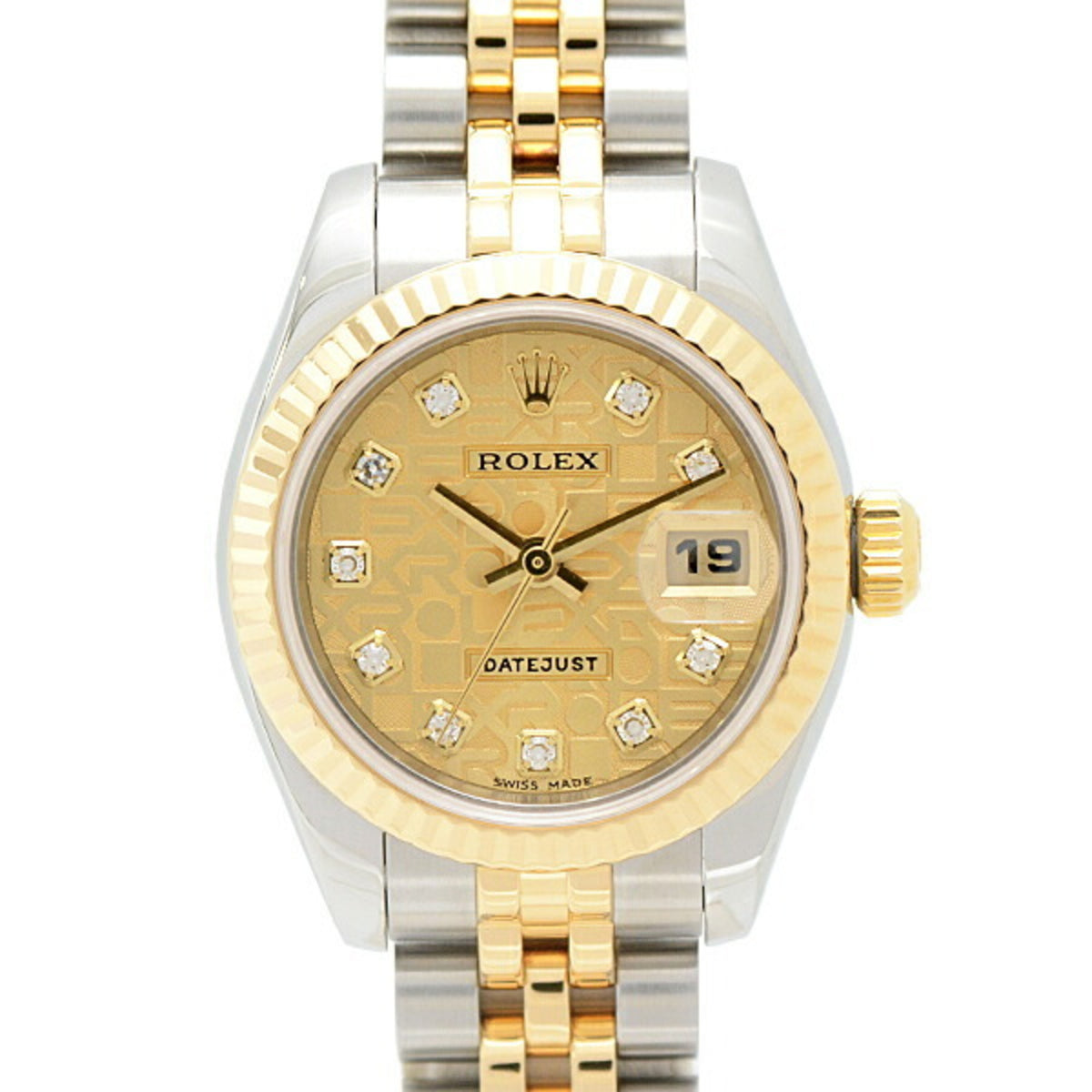 Gebrauchte Rolex Uhr für Damen Datejust 10P Diamant Automatik Y-Serie Computer Gold Zifferblatt SS x YG ROLEX 179143G 