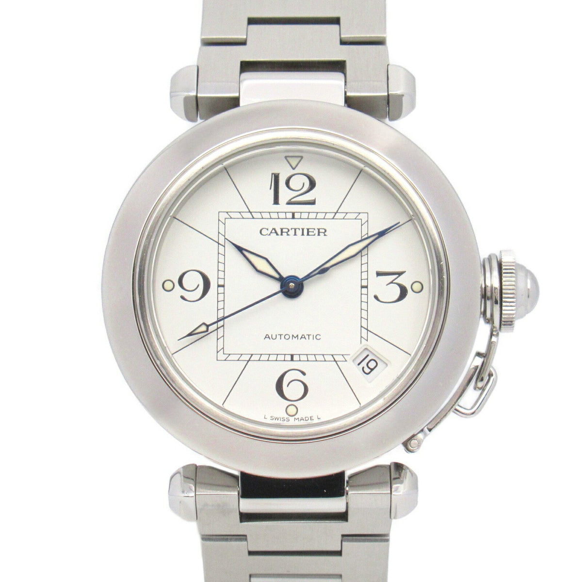 Gebrauchte Cartier Pasha C Uhr Edelstahl Jungen Weiß W31074M7 