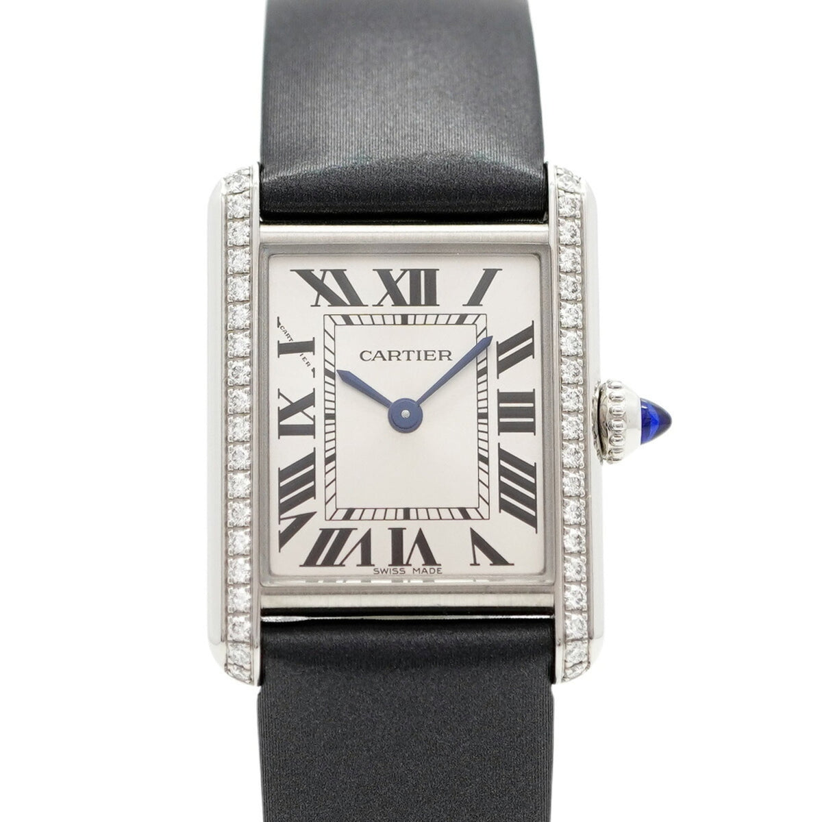 Pre-Owned Cartier Tank Must SM Diamond Bezel W4TA0031 Silver Dial Women's Watch