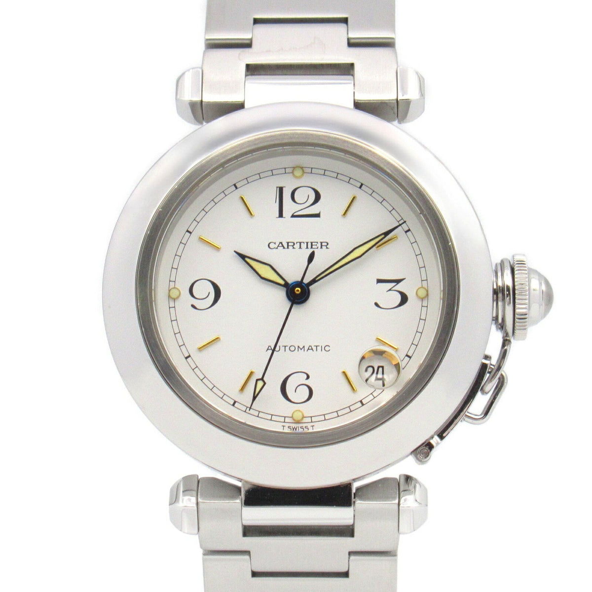 Gebrauchte Cartier Pasha C Uhr Edelstahl Jungen Weiß W31015M7 