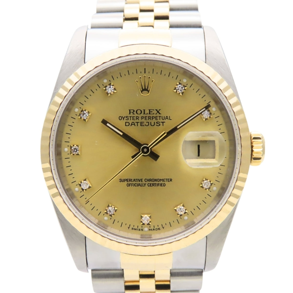 Pre-Owned Rolex Datejust 16233G Stainless Steel 18K Yellow Gold Old Diamond 10PD E-serial Men's Watch ROLEX
