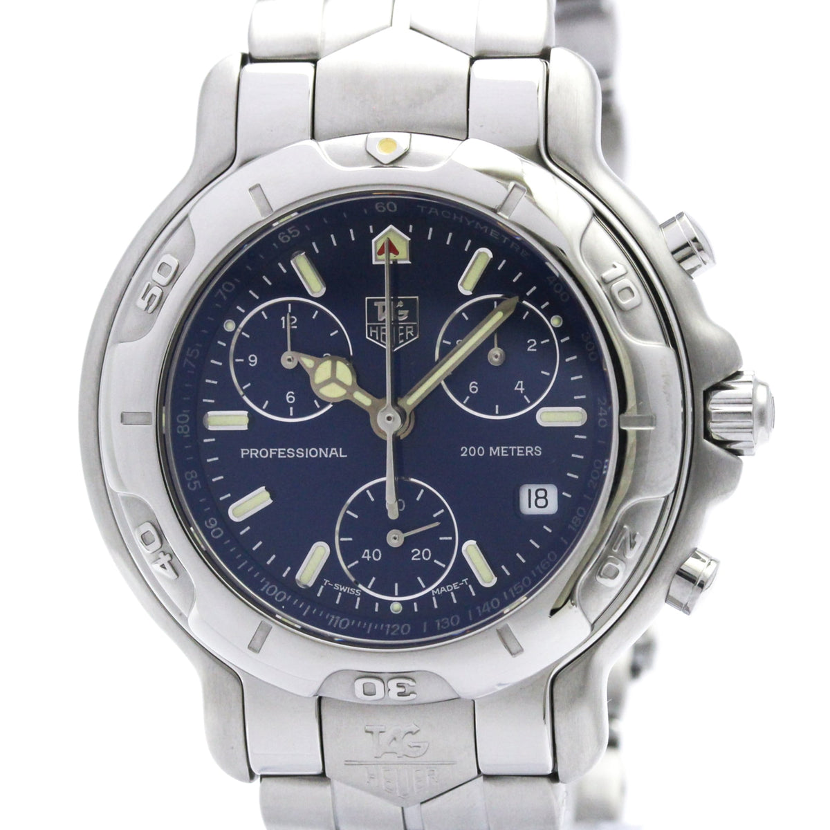 Pre-Owned TAG HEUER 6000 Chronogragh Steel Quartz Mens Watch CH1111 Polished