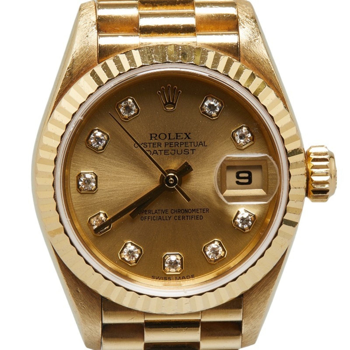 Gebrauchte Rolex Datejust 10P Neue Diamantuhr 79178G Automatik Goldzifferblatt K18YG Gelb Damen ROLEX 