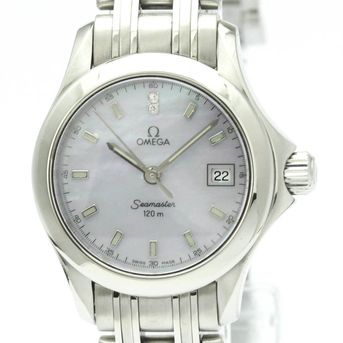 Pre-Owned OMEGA Seamaster 120M Diamond MOP Dial Ladies Watch 2581.84 Polished
