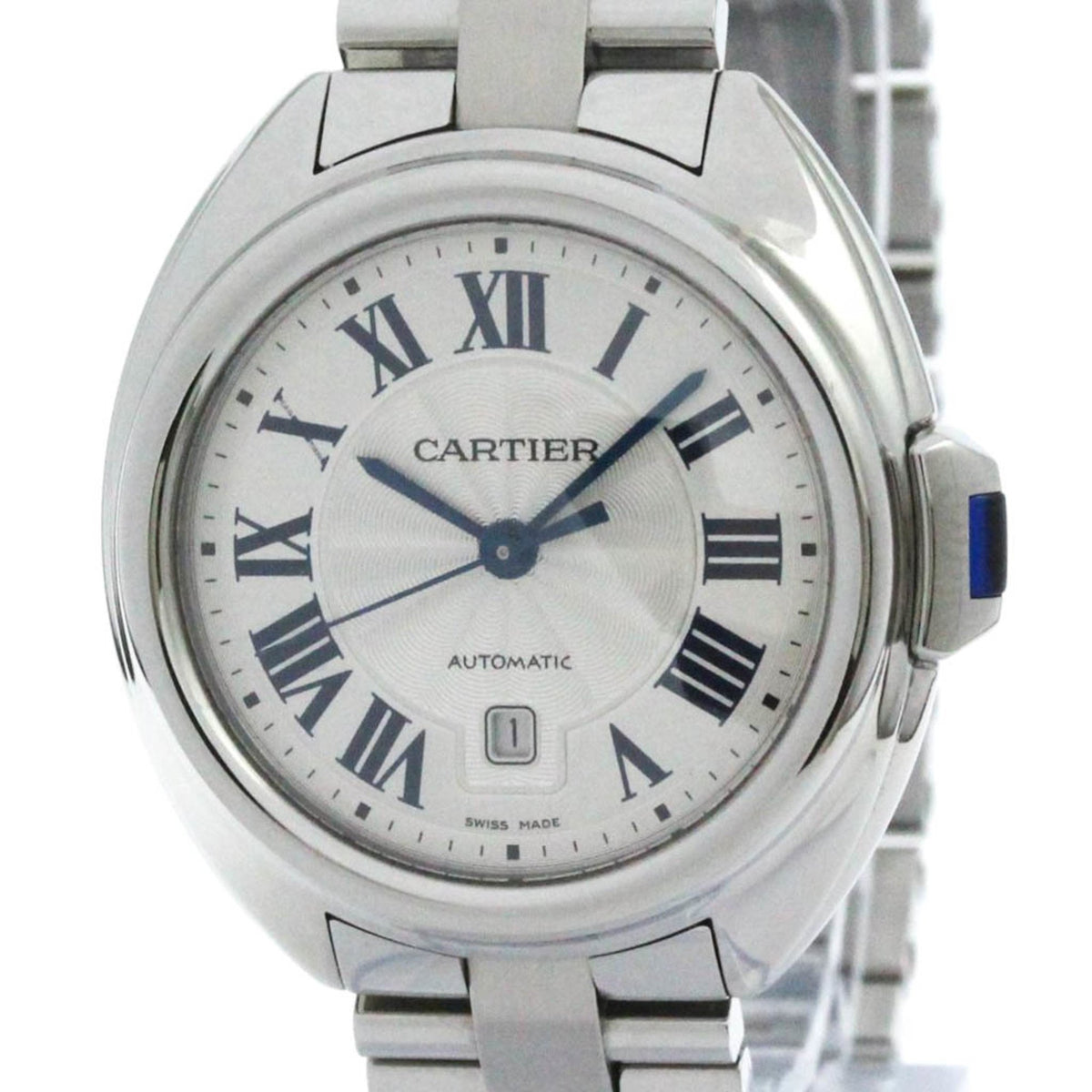 Gebrauchte, polierte Cartier Clé de Cartier Damen-Automatikuhr aus Stahl WSCL0005 BF582403