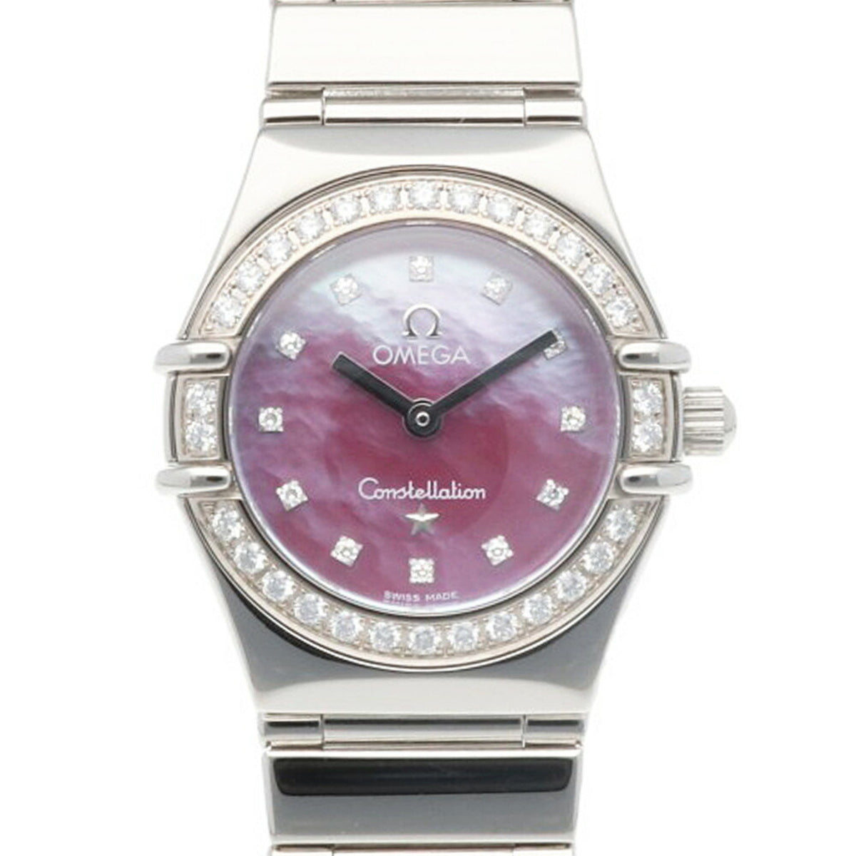 Pre-Owned Omega Constellation My Choice Watch, Stainless Steel 147.78 Quartz Women's OMEGA Diamond Bezel with 12 Diamonds and Shell