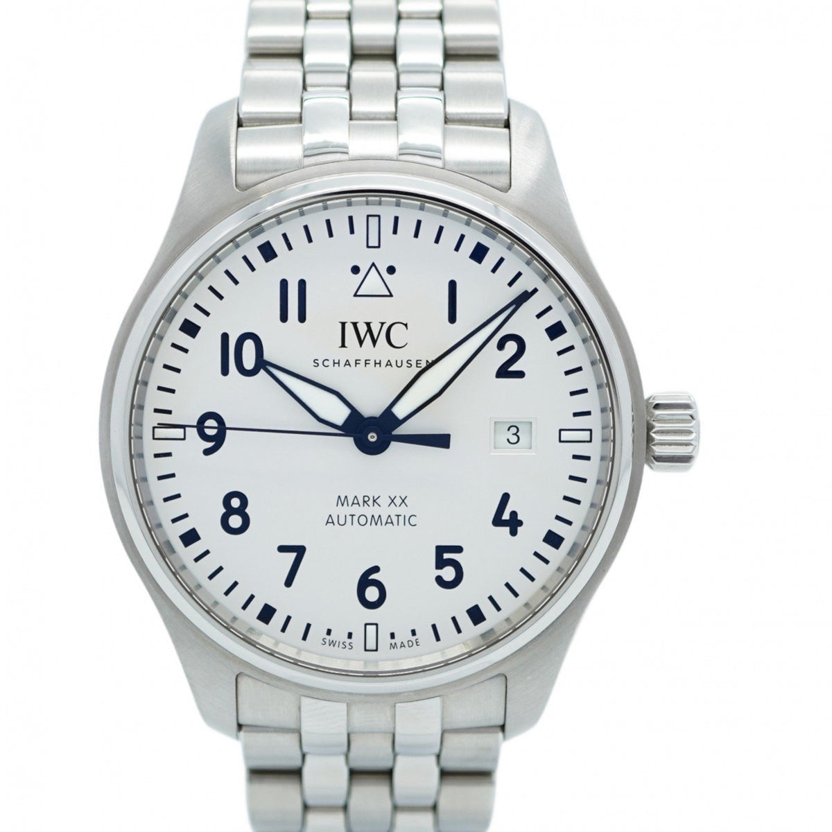 Gebrauchte IWC Schaffhausen Fliegeruhr IW328208 Silbernes Zifferblatt Herren 