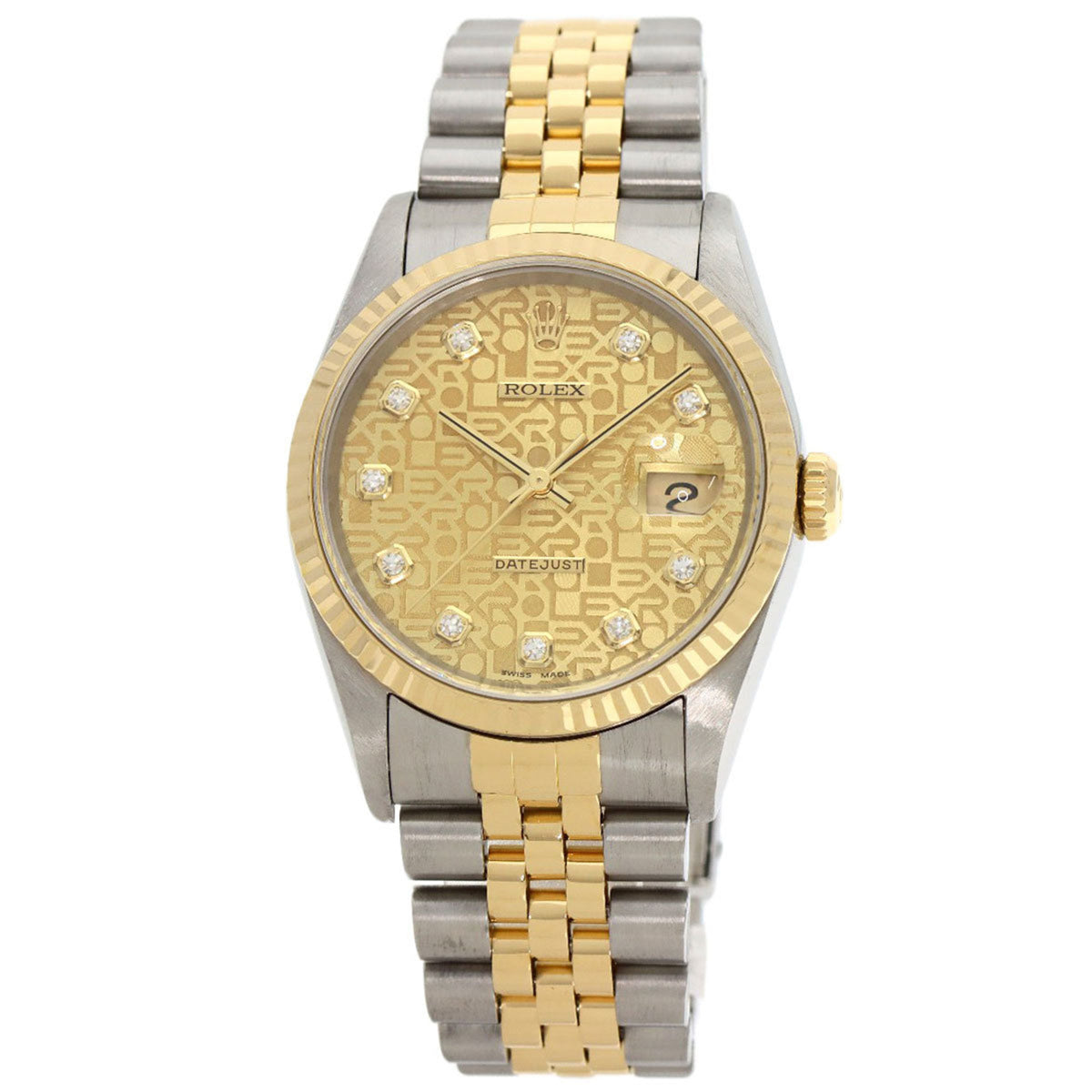 Gebrauchte Rolex 16233G Datejust 10P Diamantuhr Edelstahl SSxK18YG Herren ROLEX 