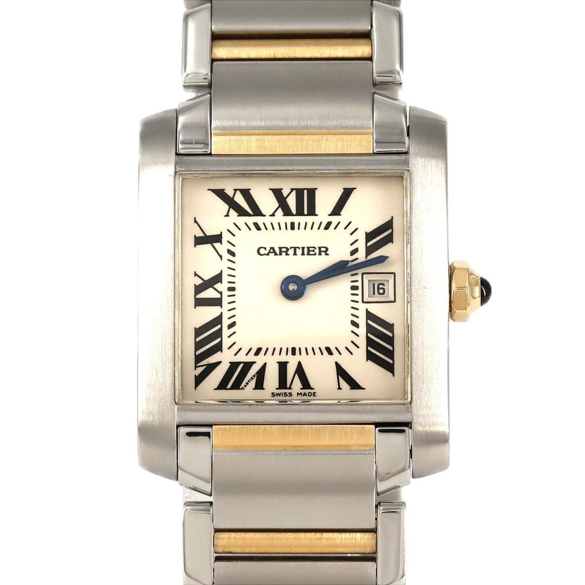 Gebrauchte Cartier Tank Francaise MM Date Combi W51012Q4 SSxYG Armbanduhr Quarz 