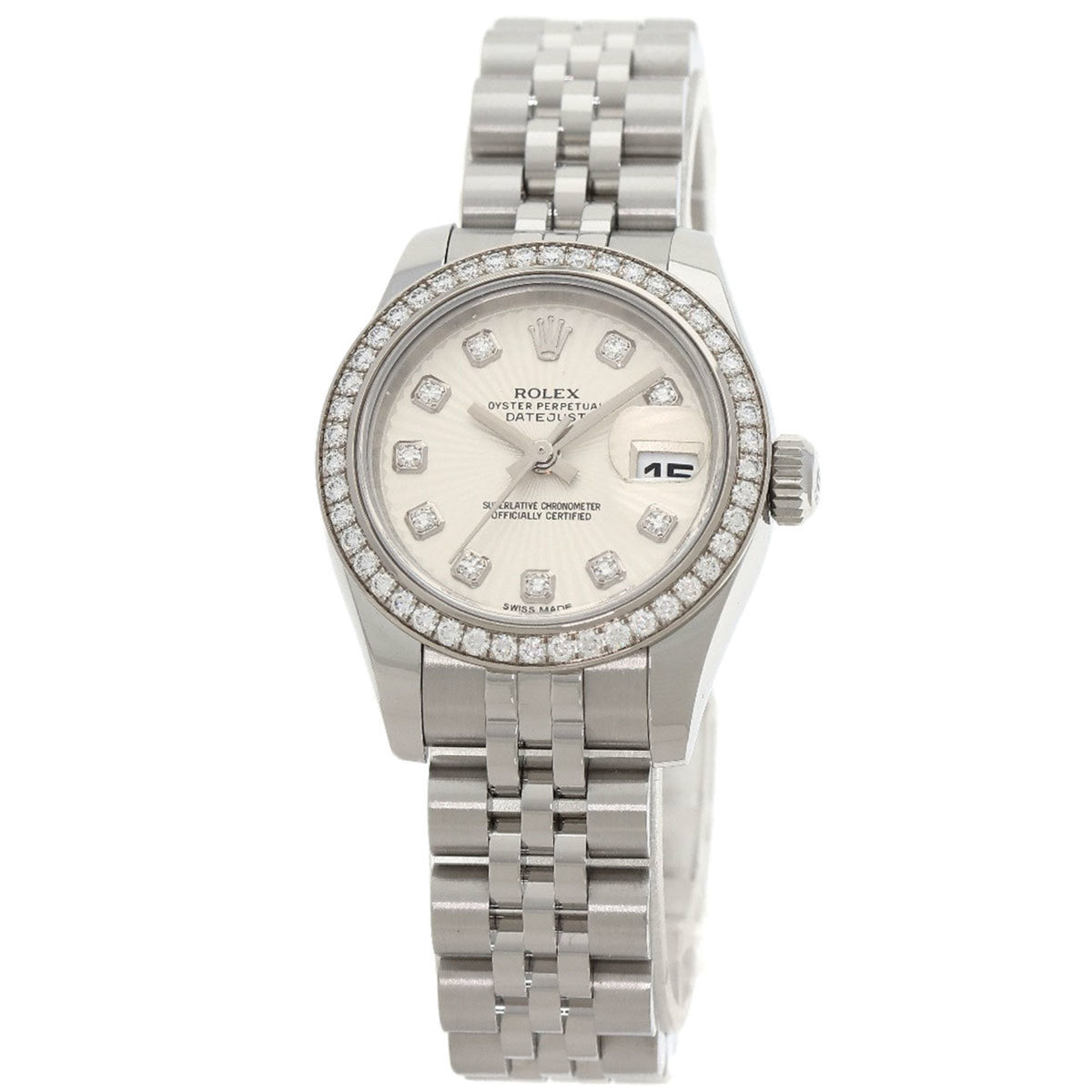 Gebrauchte Rolex 179384G Datejust 10P Diamant Uhr Edelstahl SS Damen ROLEX 