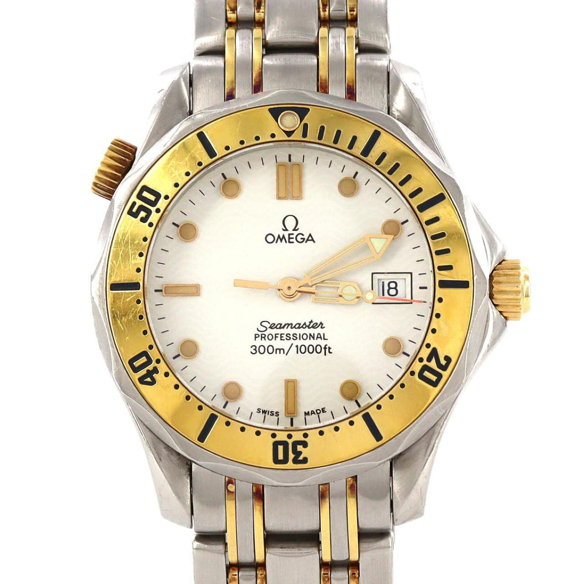 Pre-Owned Omega Seamaster Professional Two-Tone Stainless Steel x Yellow Gold Quartz Watch